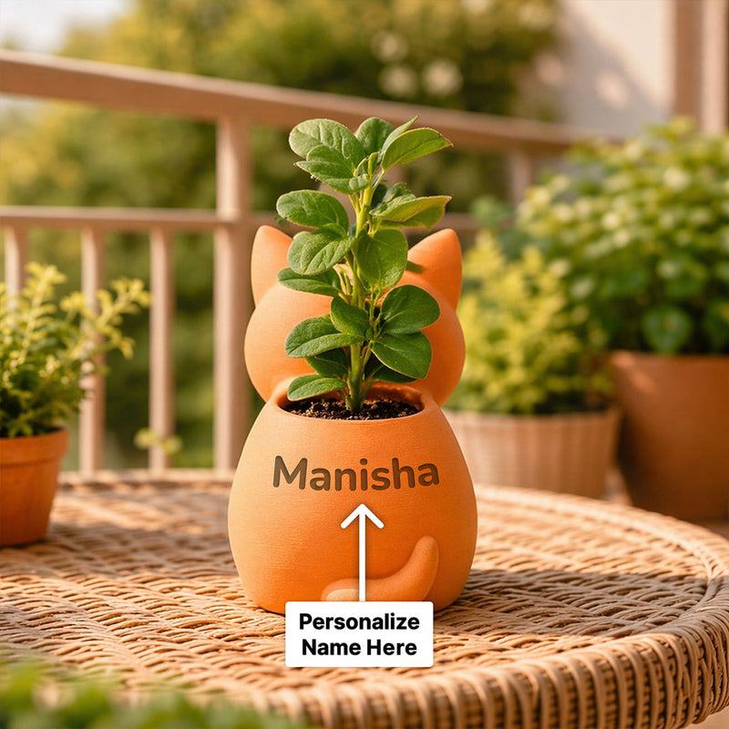 Personalized Cute Cat Planter – Custom Name Plant Pot Gift for Home Decor | Love Craft Gifts™