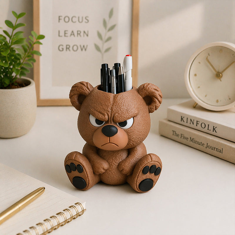 Personalized Cute Teddy Pen Stand – Custom Name Desk Organizer Gift for Couples & Kids | Love Craft Gifts™