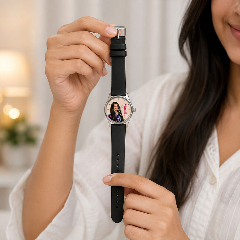 Personalized Photo & Name Watch with Black Strap | Unique Personalized Gift | Love Craft Gifts™