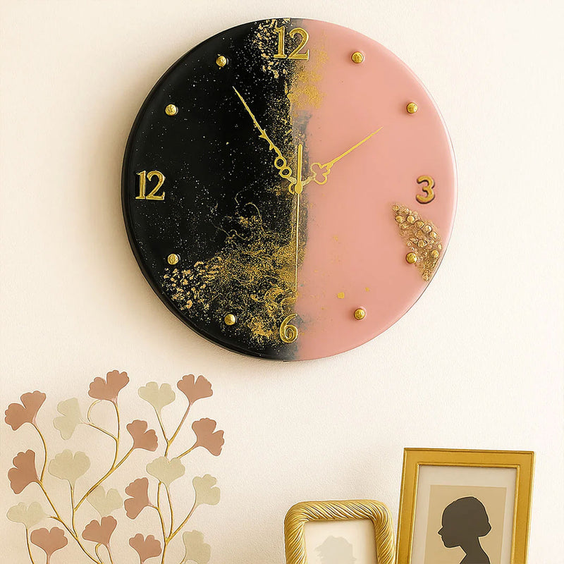 Pink & Black Dual-Tone Resin Wall Clock