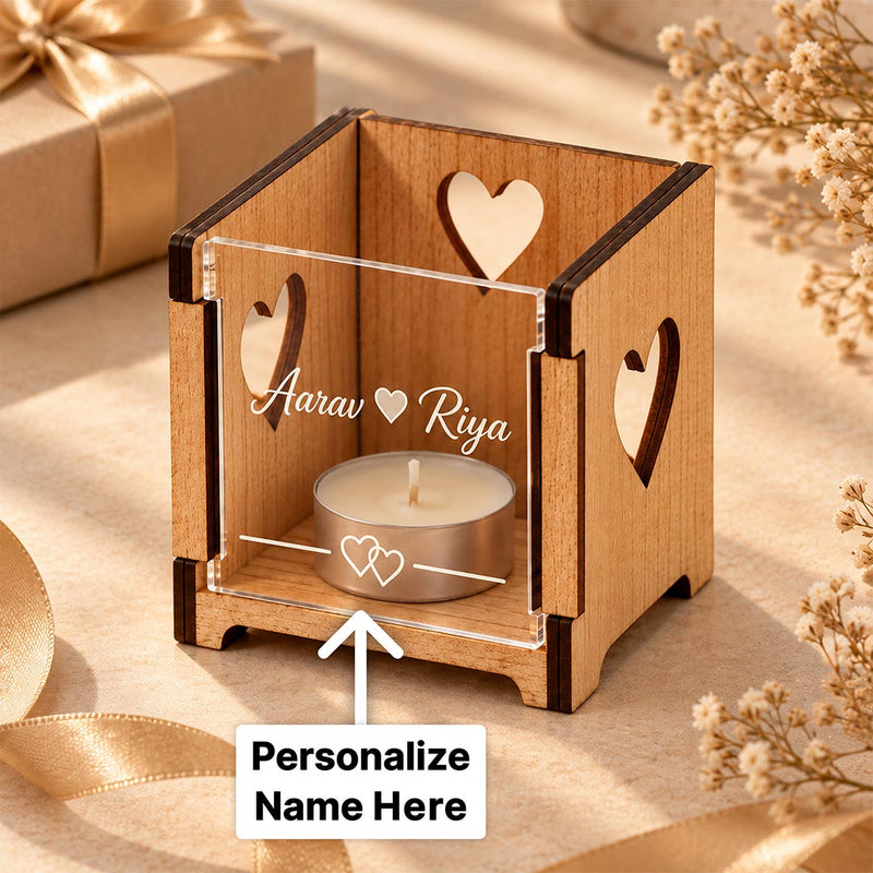 Personalized Couple Candle Holder | Romantic Heart Tealight Stand | Love Craft Gifts™
