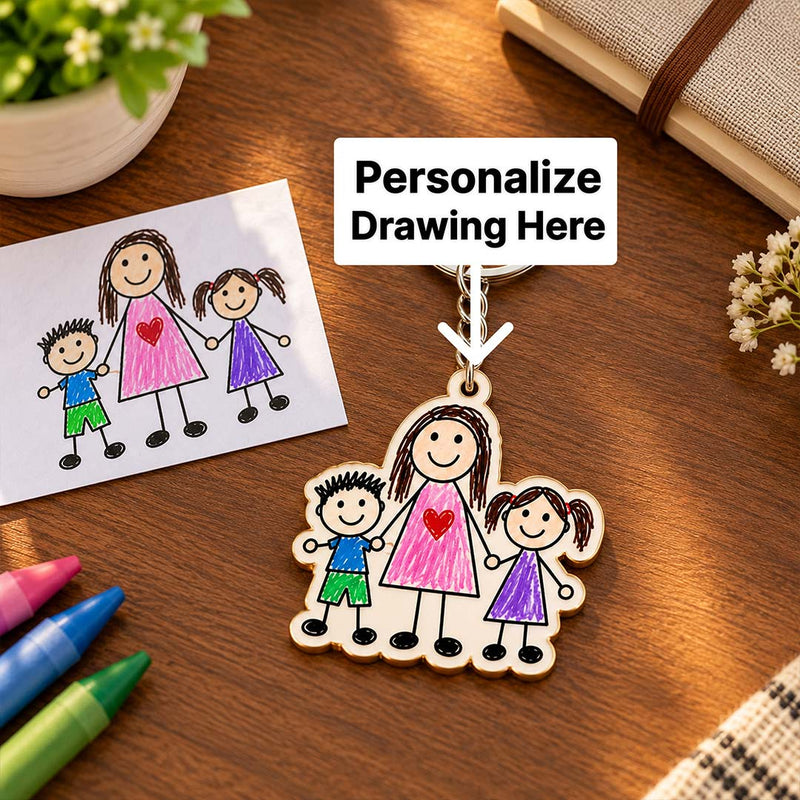 Personalized Kids Drawing Keychain 3x2" | Love Craft Gifts™