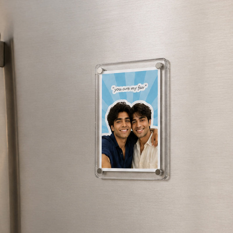 Personalized Brother Acrylic Photo Fridge Magnet | Sibling Memory Gift for Bhai | Love Craft Gifts™