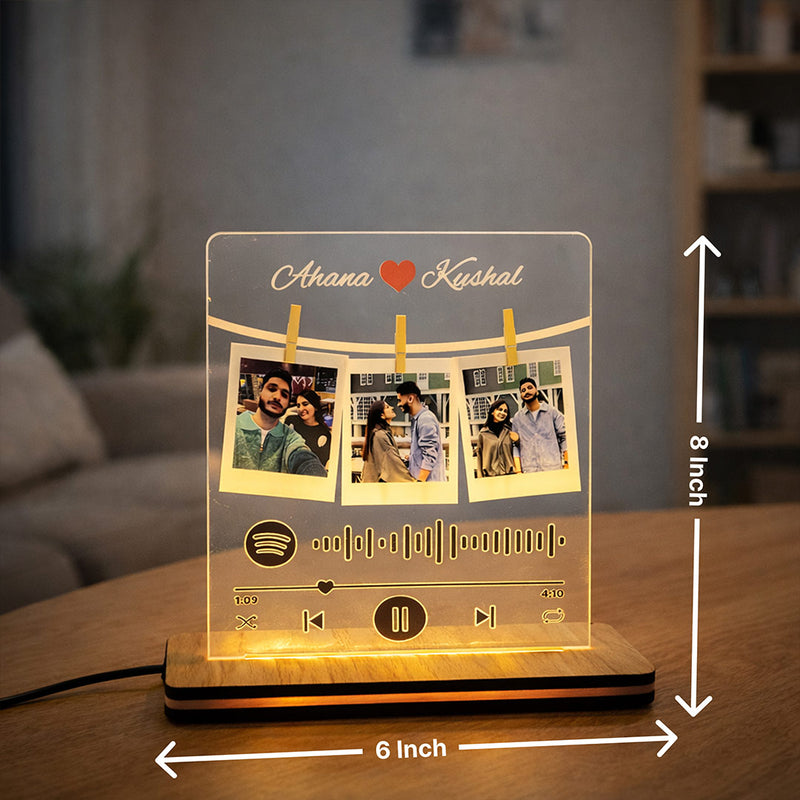 Personalized Spotify Style Acrylic LED Lamp(8x6")
