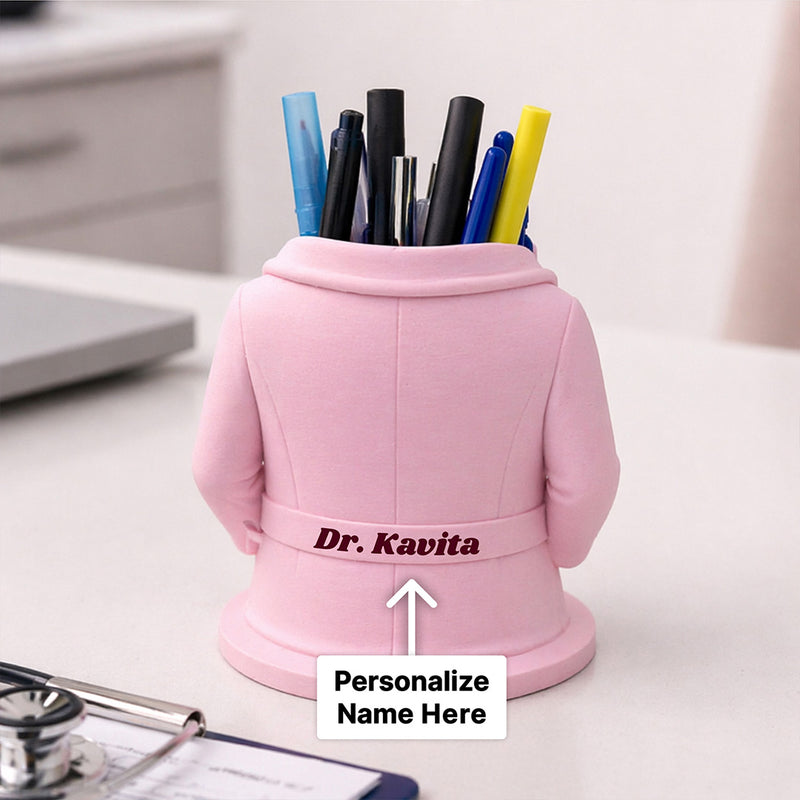 Personalized Doctor Coat Pen Stand with Name – Custom Medical Desk Organizer Gift for Doctors, Nurses & Medical Students | Love Craft Gifts™