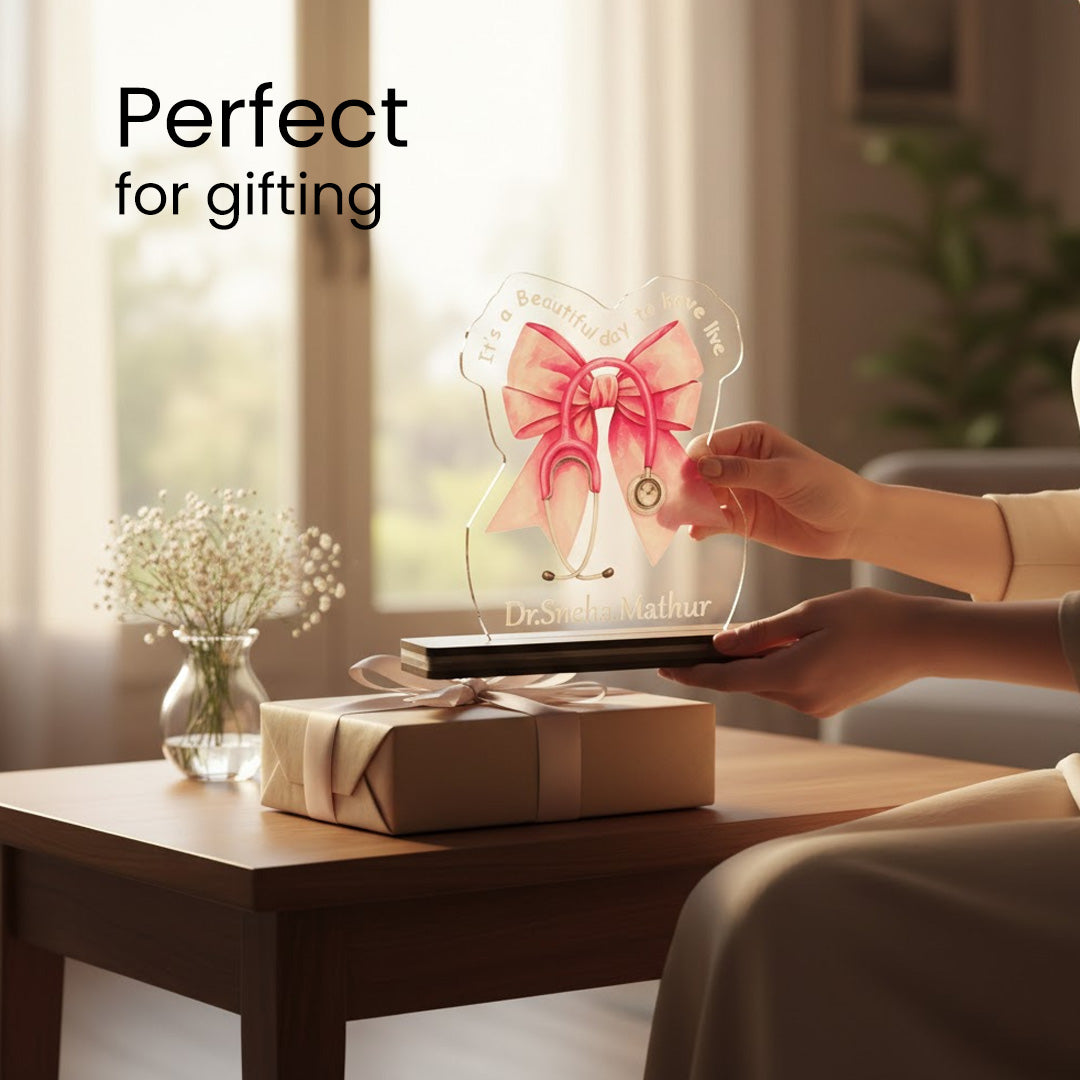 Personalized Doctor Acrylic Lamp with Stethoscope – 6×7 Inch | Love Craft Gifts