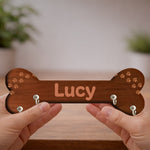 Personalized Dog Bone Wooden Key Holder (8x2.5 Inch) – Custom Name Pet Wall Hook Organizer | Love Craft Gifts™