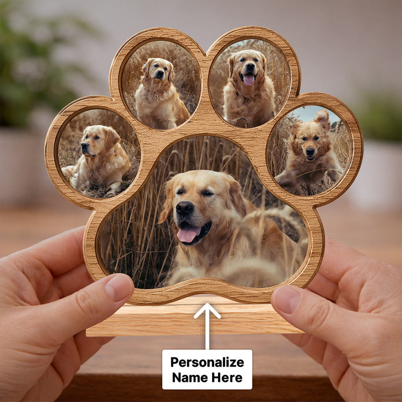 Personalized Pet Paw Photo Frame – Custom Dog Memory Wooden Frame (6x5 Inch) Unique Pet Lover Gift | Love Craft Gifts™
