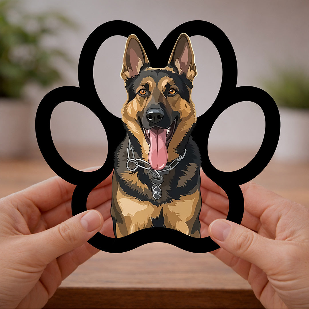 Personalized Pet Paw Wall Frame – Custom Dog Portrait Wall Décor (9x9 Inch) Unique Pet Lover Gift | Love Craft Gifts™