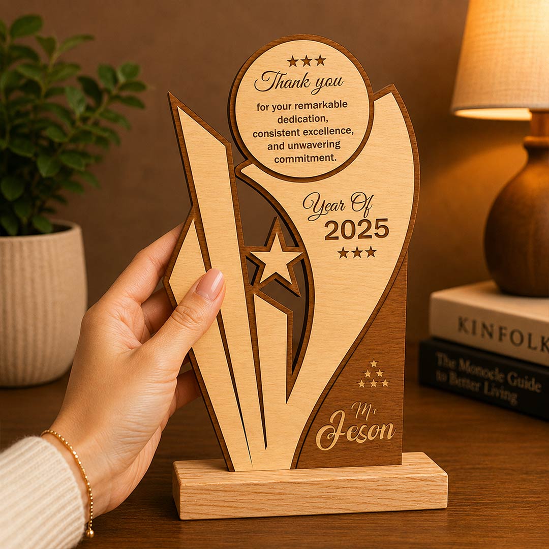 Personalized Wooden Employee Appreciation Trophy | Corporate Recognition & Achievement Trophy | Love Craft Gifts™