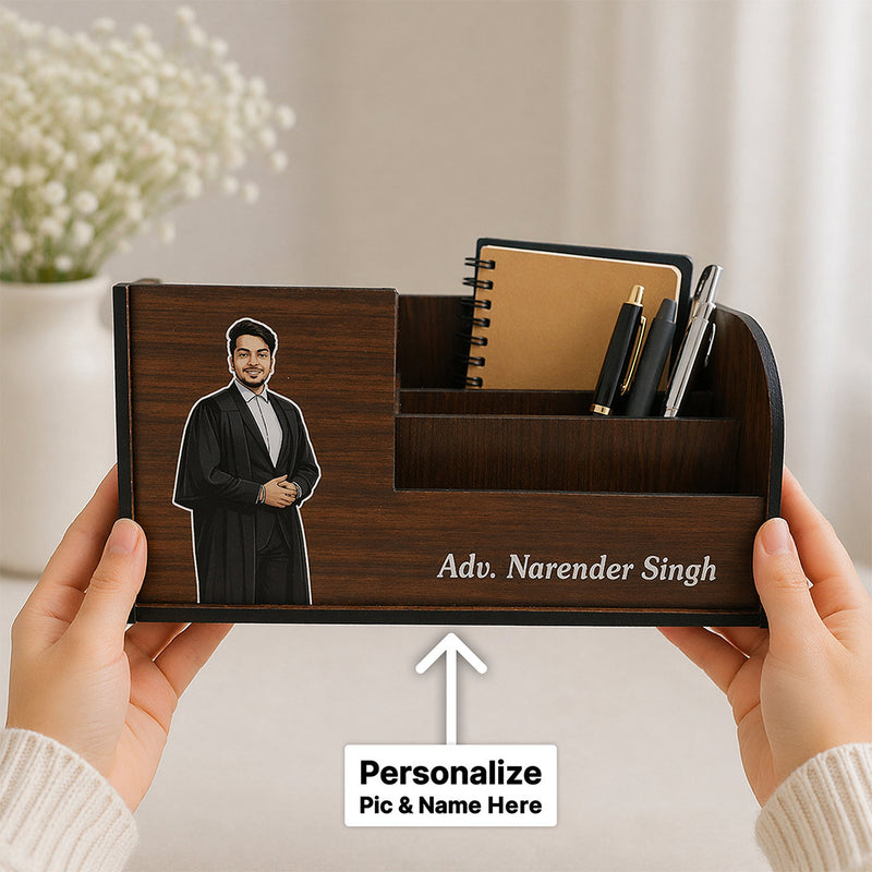 Personalized Advocate Wooden Desk Organizer (7x3")