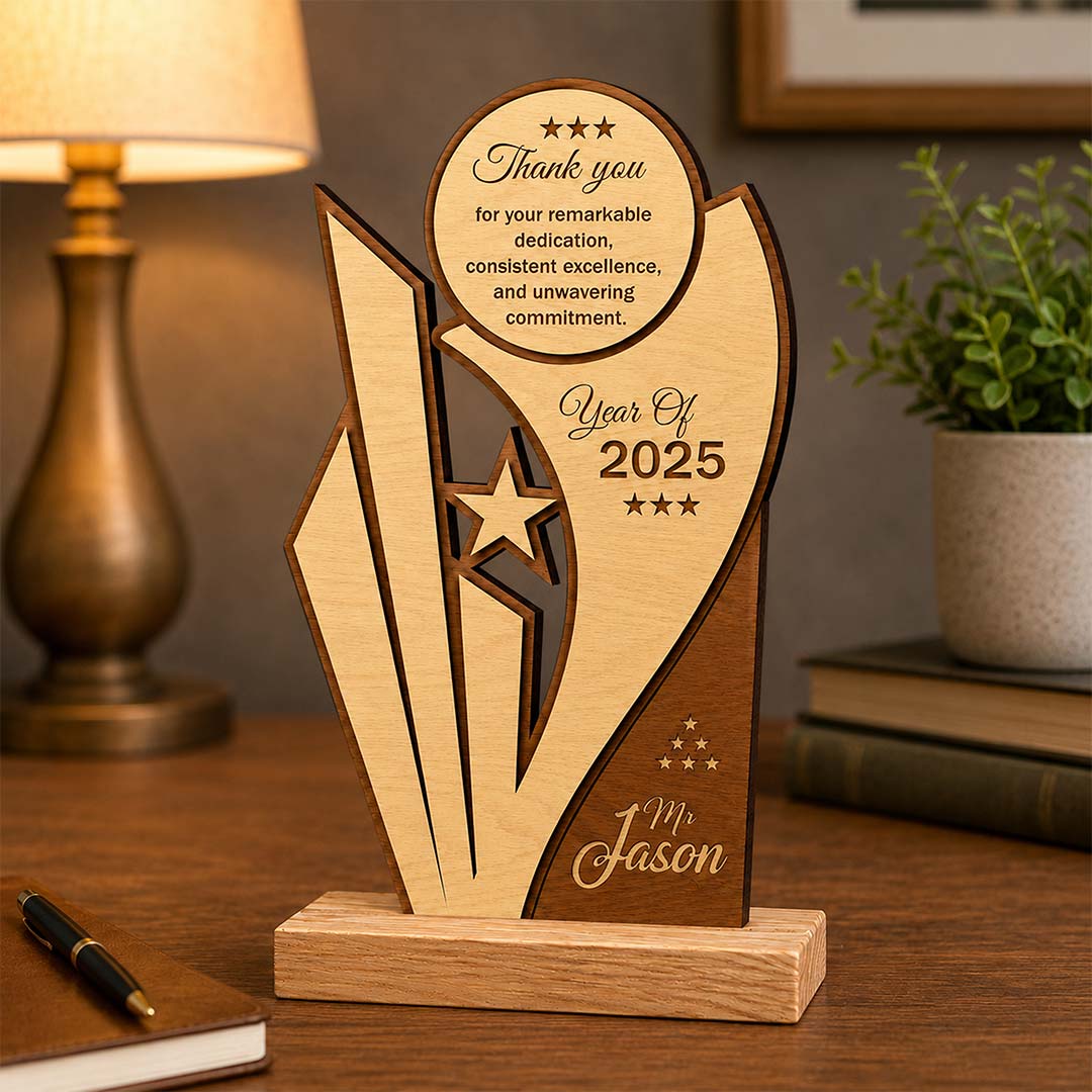 Personalized Wooden Employee Appreciation Trophy | Corporate Recognition & Achievement Trophy | Love Craft Gifts™