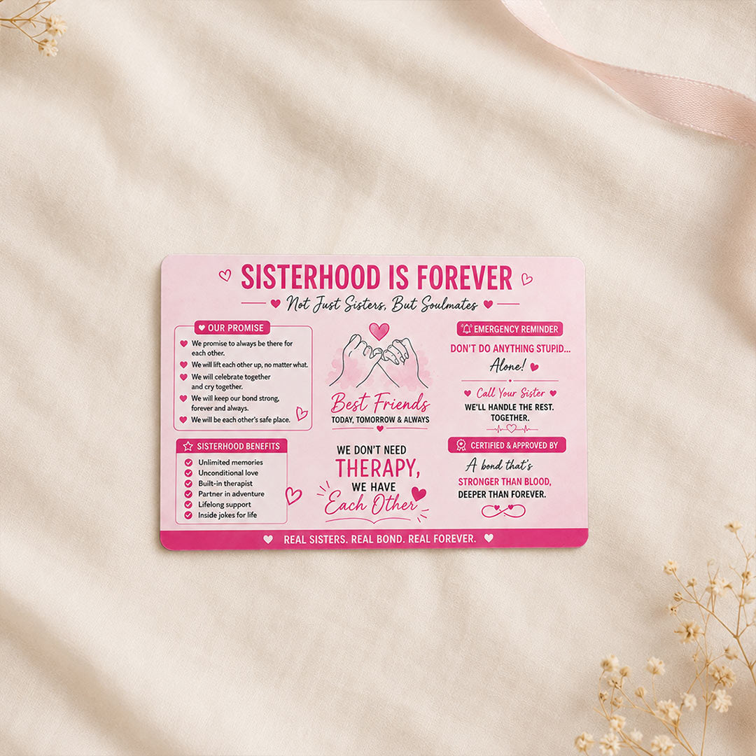 Personalized Sisterhood License Photo Card | Sister for Life Keepsake Gift | Love Craft Gifts™