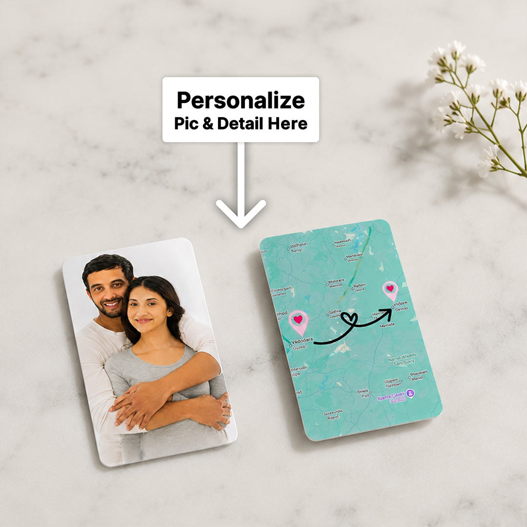 Personalized Long Distance Couple Photo & Map Card | Custom Photo & Location Map | Love Craft Gifts™