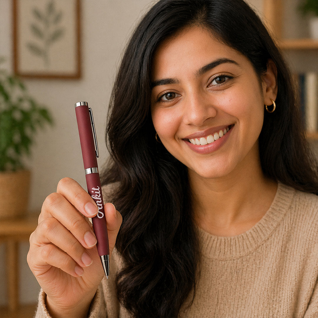 Stylish Personalized Maroon Pen Gift for Professionals | Love Craft Gifts™