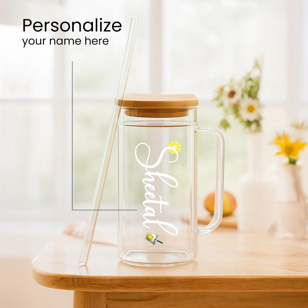 Glass Sipper Bottle with Straw