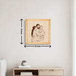 Personalized Family Sketch Wooden Frame Custom Photo Engraved Wall Decor 8x8" | Love Craft Gifts