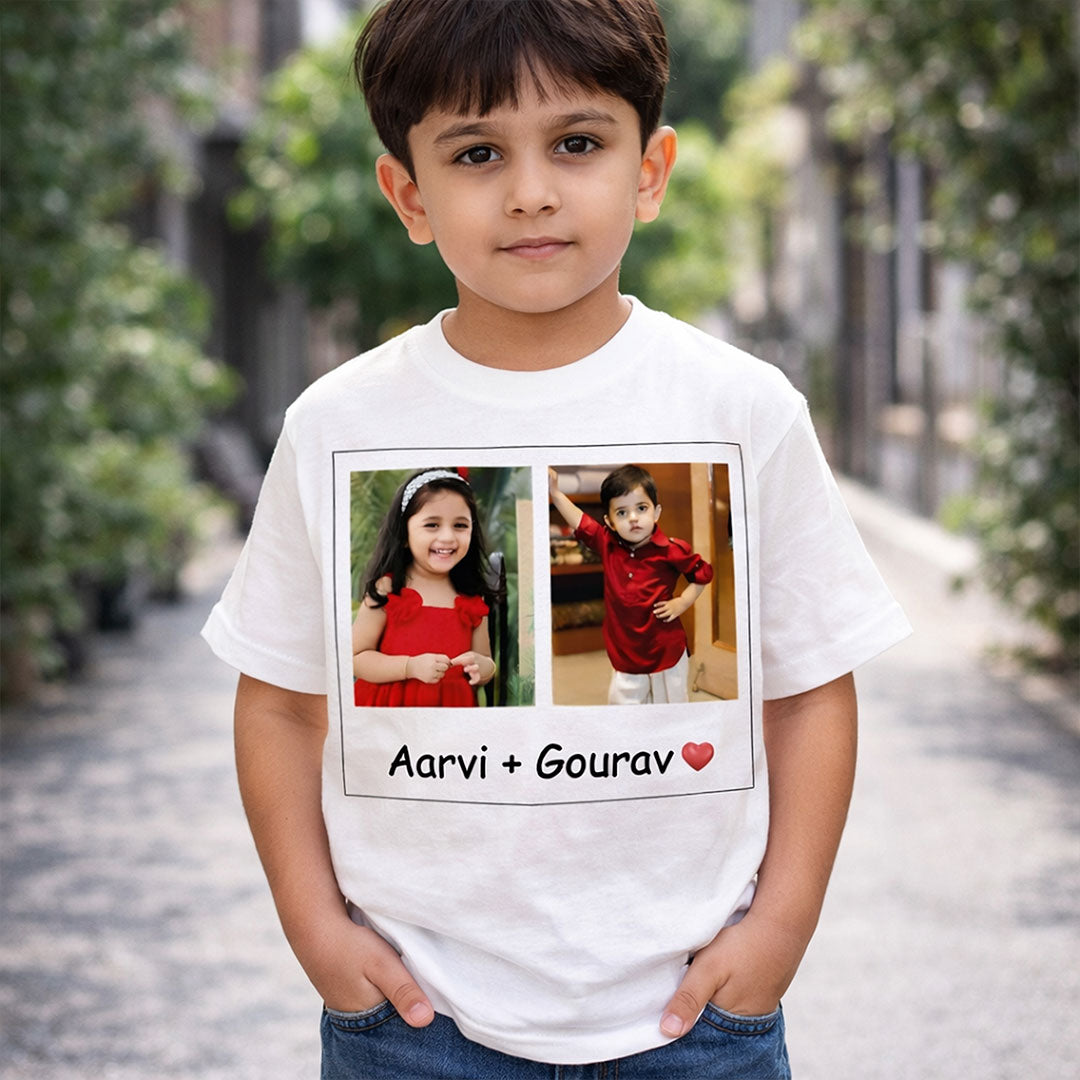Personalized Kids Photo & Name Print White T-Shirt – Custom Unisex Casual Wear | Love Craft Gifts