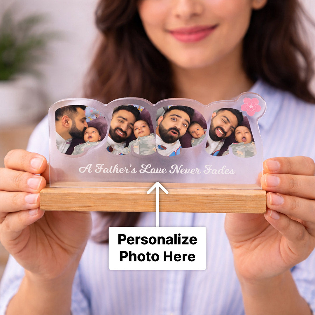 Personalized Father’s Love Photo Acrylic Table Stand (6x3 Inch) Custom Memory Gift for Dad | Love Craft Gifts