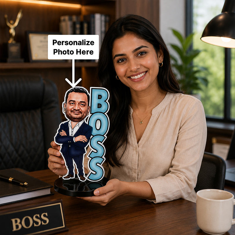 Personalized Boss Cartoon Photo Table Stand | Unique Gift for Boss, Manager & Team Leader | Love Craft Gifts™