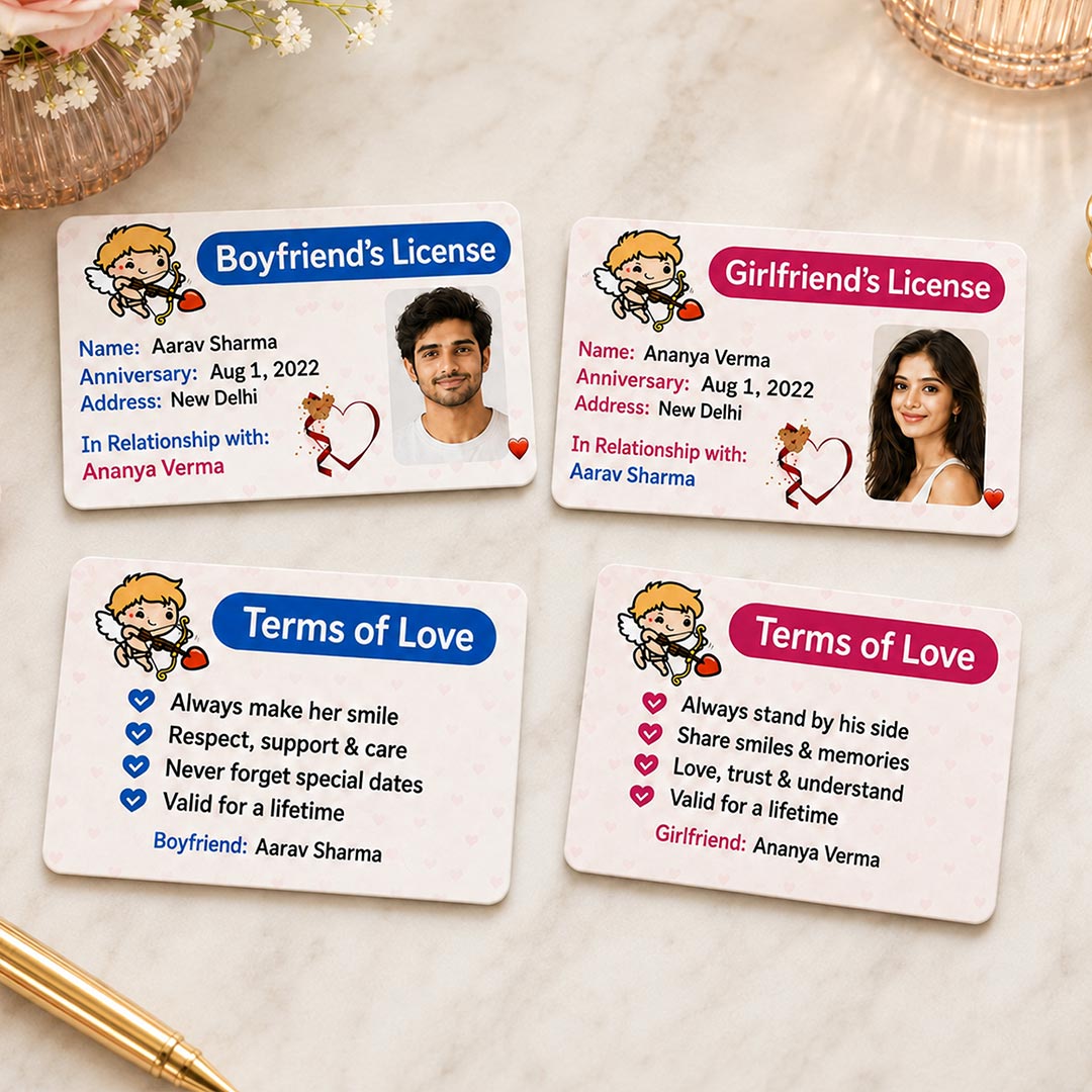 Personalized Boyfriend & Girlfriend License Photo Card Set | Romantic Gift for Couples | Love Craft Gifts™