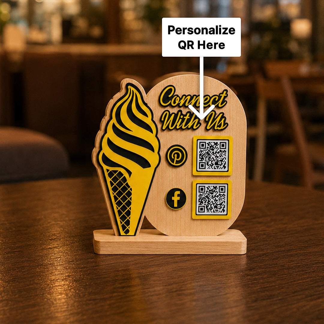 Personalized Social Media QR Stand | Custom QR Code Display with Business Logo | 8×6 Inch | Love Craft Gifts™
