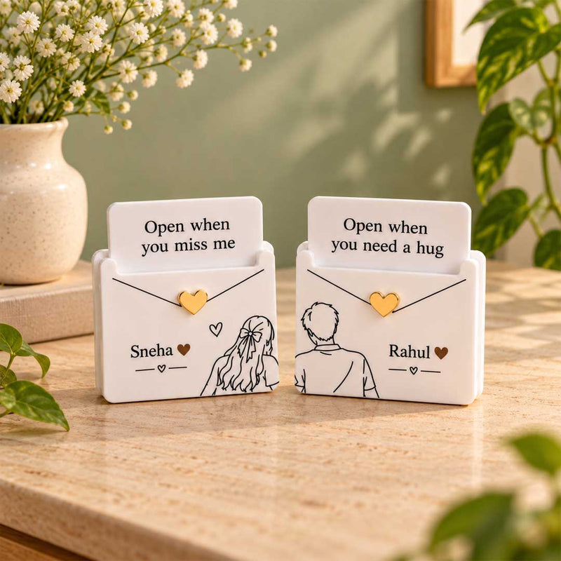 Personalized Couple Open When Message Keepsake | Set of 2 | Missing You & Hug Message Holders | Love Craft Gifts™