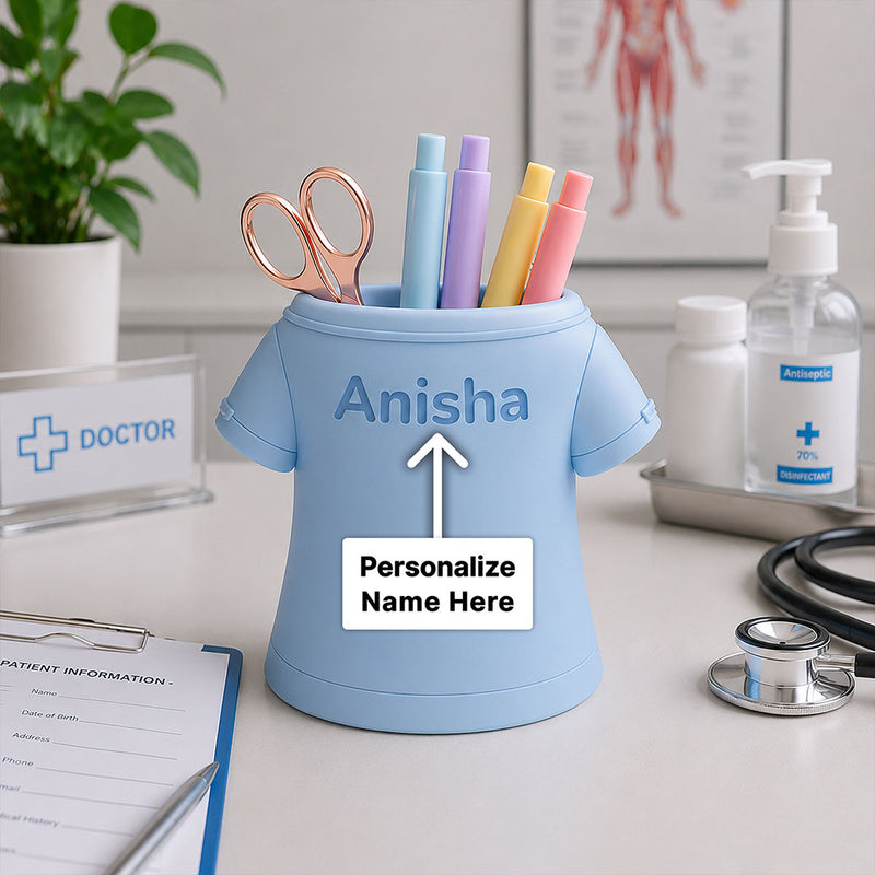 Premium Medical Scrub Design Pen Stand| Personalized Doctor & Nurse Desk Organizer Gift