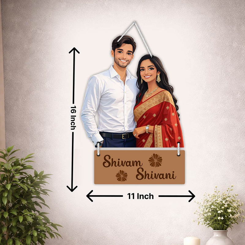 Personalized Couple Cutout Wall Hanger-11x16"