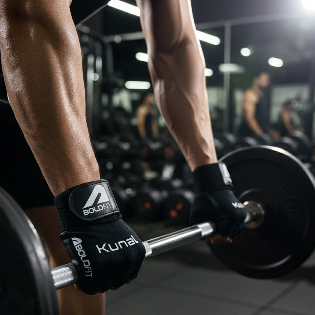 Personalized Boldfit Gym Gloves with Wrist Support – Size XL (Black) | Love Craft Gifts