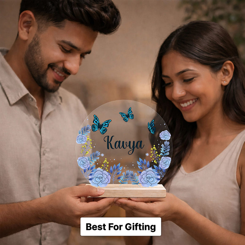 Personalized Butterfly Name Acrylic Table Stand (6x5 Inch) Custom Floral Name Display Gift for Girls, Kids & Loved Ones | Love Craft Gifts