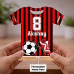 Personalized Football Jersey Wooden Frame – Custom Name & Number Sports Desk Décor (6x6 Inch) Kids Gift | Love Craft Gifts™