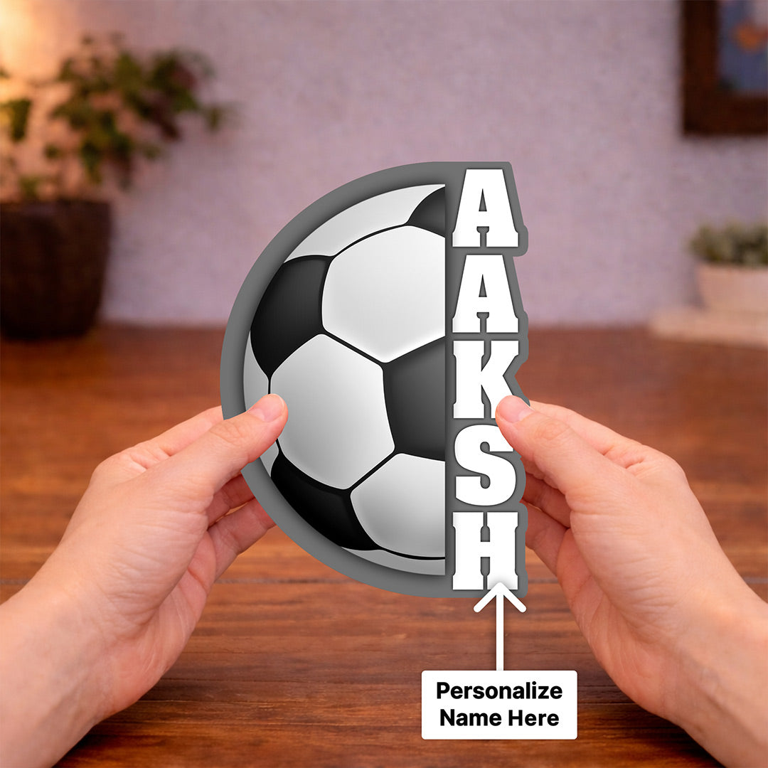 Personalized Football Name Wall Frame – Custom Sports Name Wooden Wall Décor (8x5 Inch) Kids Room Gift | Love Craft Gifts™