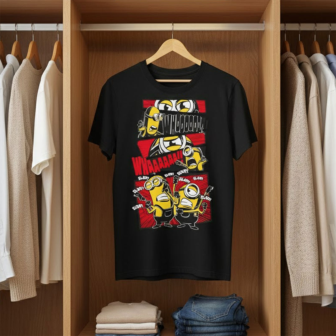Minion Comic Graphic Print Black T-Shirt – Unisex Casual Wear | Love Craft Gifts