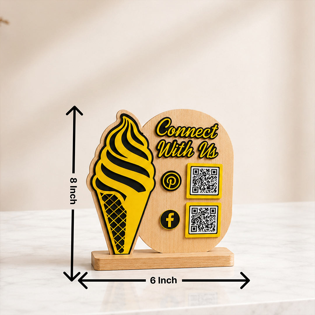Personalized Social Media QR Stand | Custom QR Code Display with Business Logo | 8×6 Inch | Love Craft Gifts™
