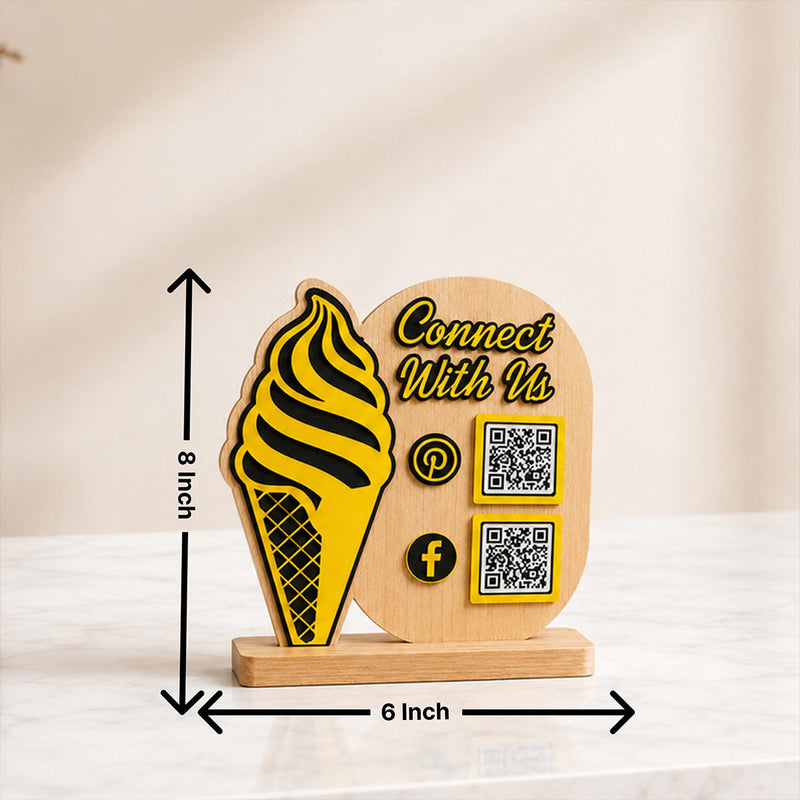 Personalized Social Media QR Stand | Custom QR Code Display with Business Logo | 8×6 Inch | Love Craft Gifts™