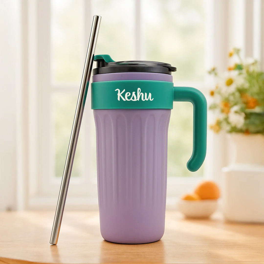 Personalized Large Handle Tumbler with Straw