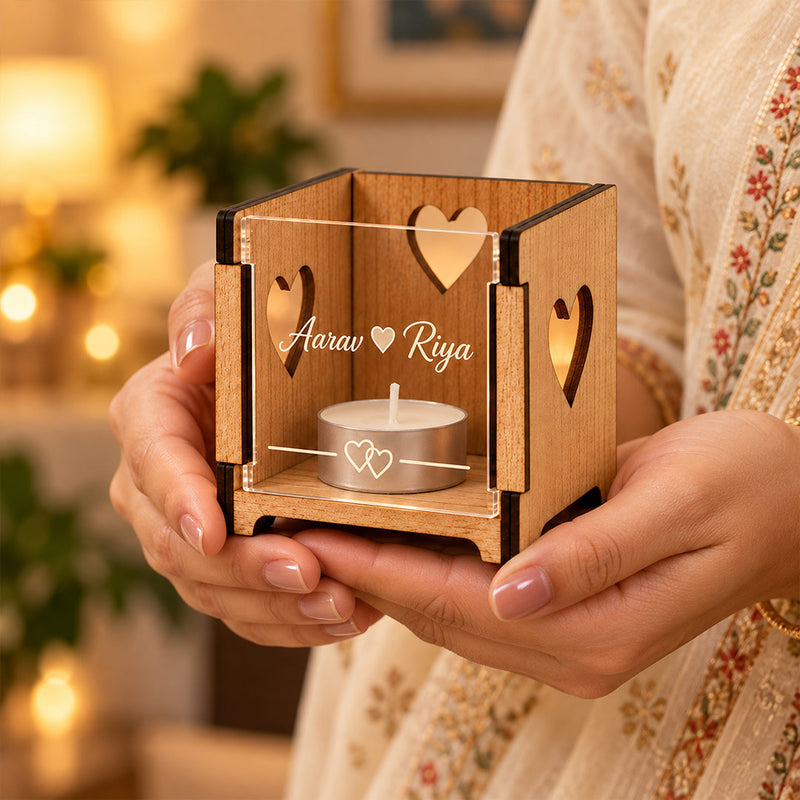 Personalized Couple Candle Holder | Romantic Heart Tealight Stand | Love Craft Gifts™