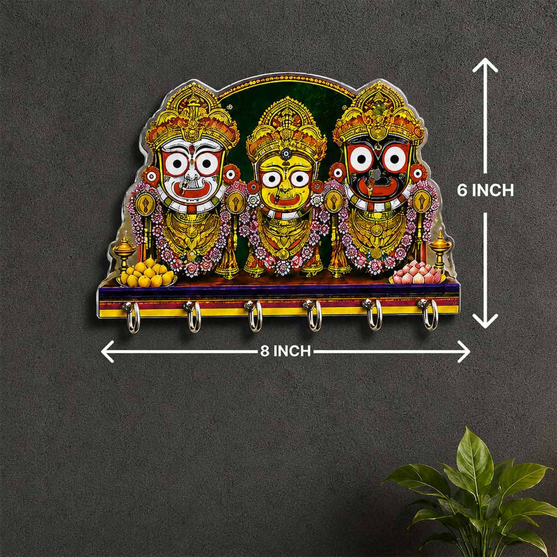 Lord Jagannath Balabhadra Subhadra Key Holder 6x8" | Jagannath Ji Spiritual Wall Key Hanger | Religious Home Décor | Love Craft Gifts™