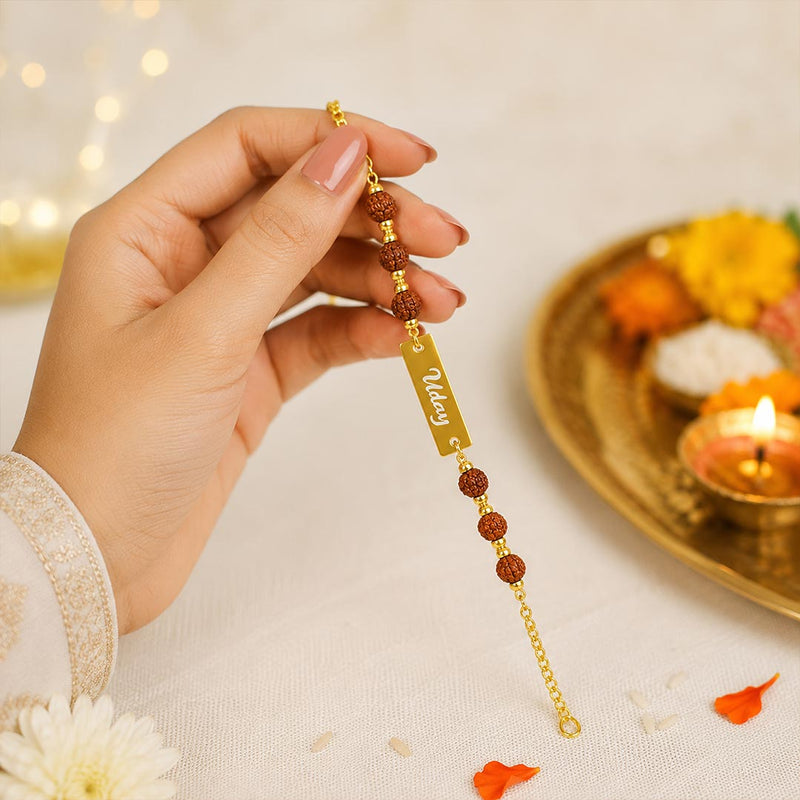 Rudraksha Name Bracelet Best Rakhi for Brother