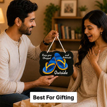 Keep Your Chappal and Attitude Outside Wooden Wall Hanger 7x10" | Entrance Wall Decor | Love Craft Gifts™