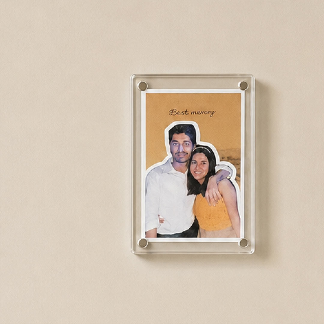 Personalized Couple Photo Acrylic Fridge Magnet | Wedding Photo Magnet | Romantic Keepsake Gift for Couple | 2x3" | Love Craft Gifts™