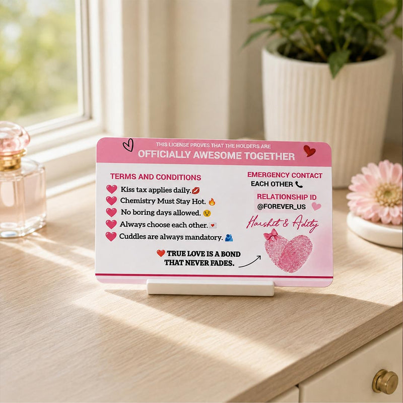 Personalized Acrylic Couple Relationship License Card | Love Craft Gifts™