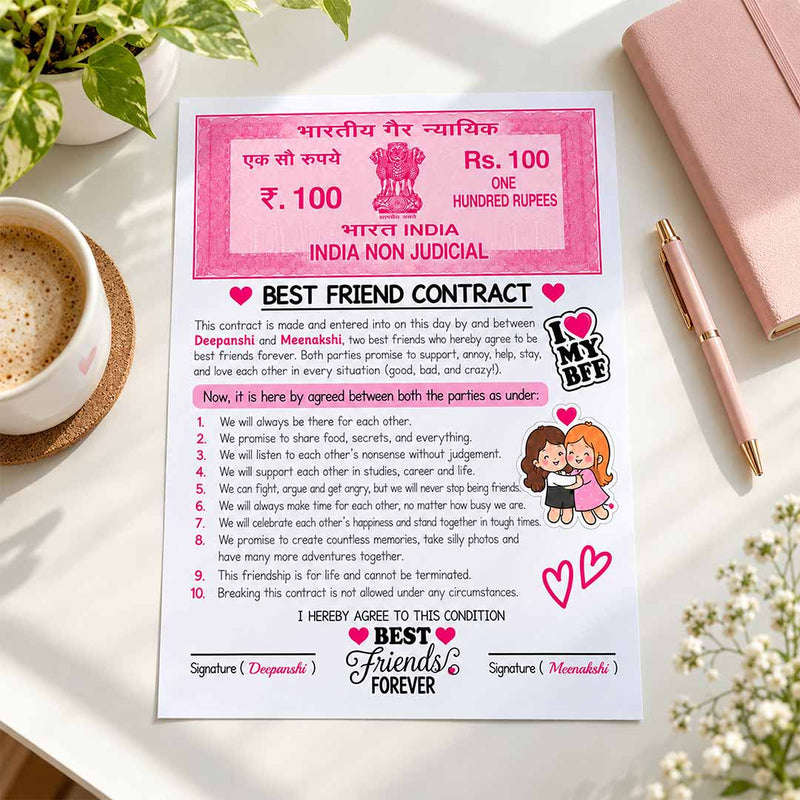 Best Friend Contract 8x12" | Fun BFF Gift for Best Friends | Love Craft Gifts™