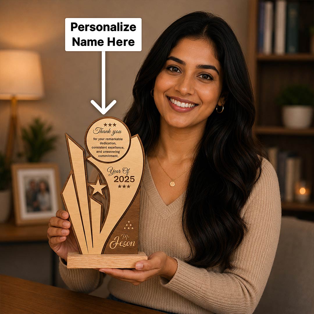 Personalized Wooden Employee Appreciation Trophy | Corporate Recognition & Achievement Trophy | Love Craft Gifts™