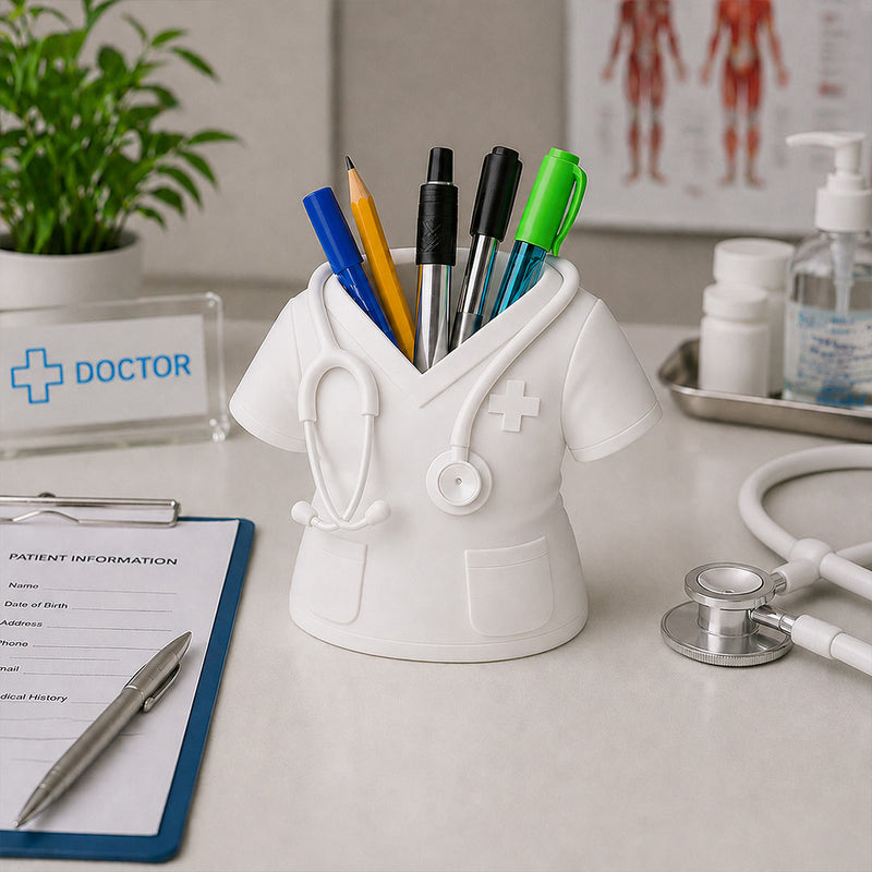 Premium Doctor White Coat Pen Stand|  Personalized Medical Desk Organizer Gift