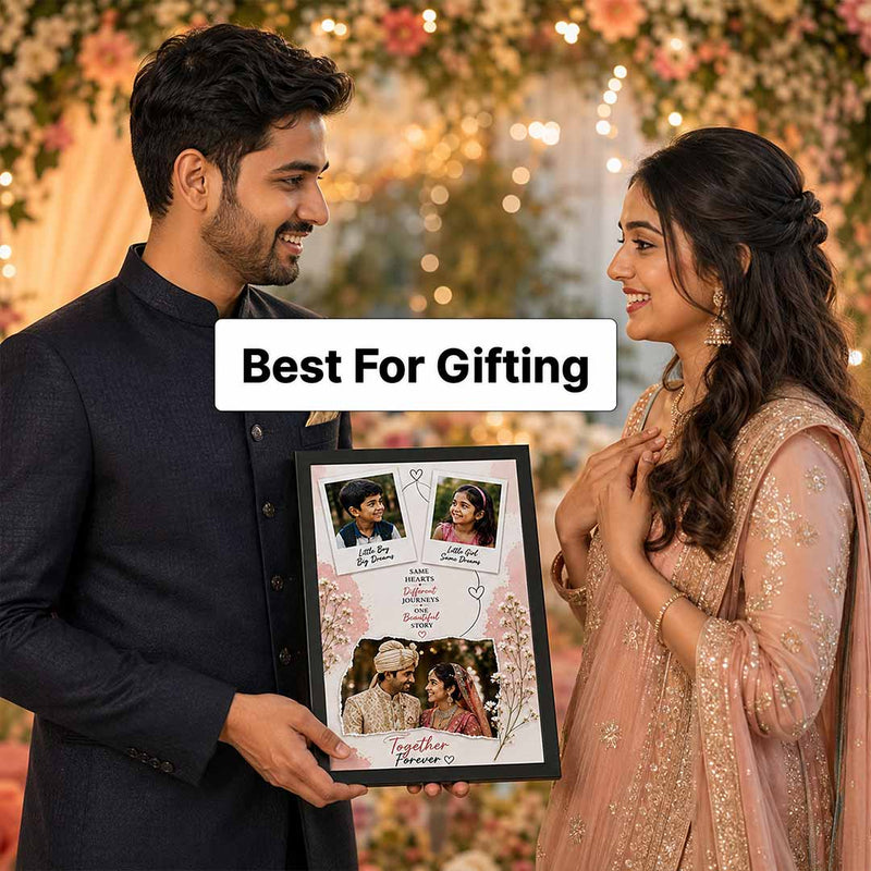 Personalized Childhood to Wedding Couple Photo Frame | Custom Bride & Groom Wall Frame | Love Craft Gifts™