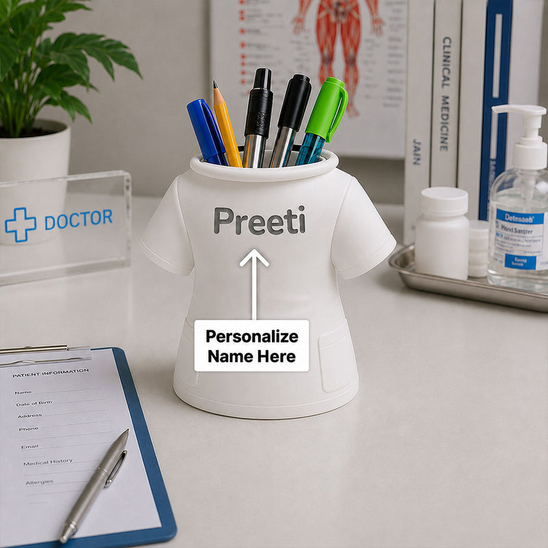 Premium Doctor White Coat Pen Stand|  Personalized Medical Desk Organizer Gift