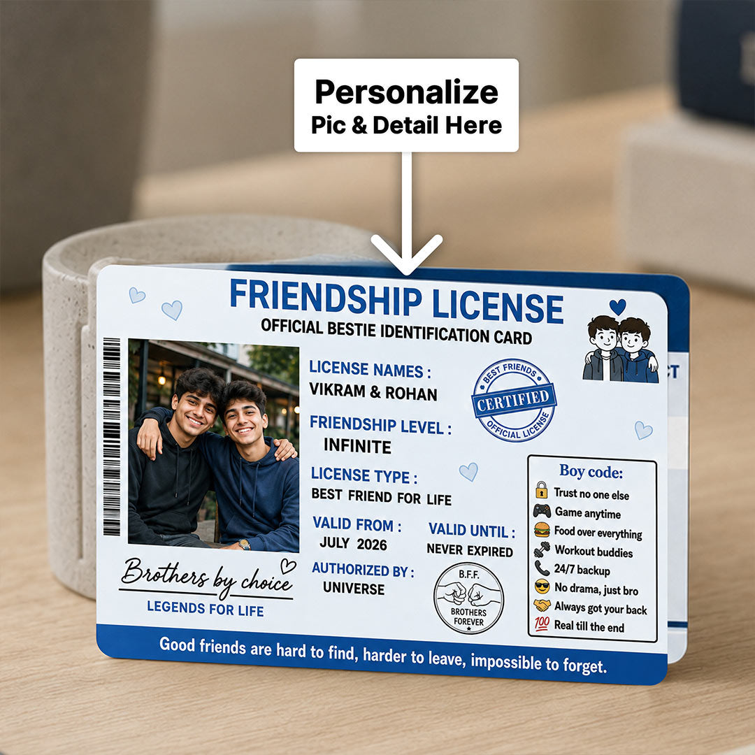 Personalized Friendship License Photo Card | Bestie for Life Keepsake Gift | Love Craft Gifts™