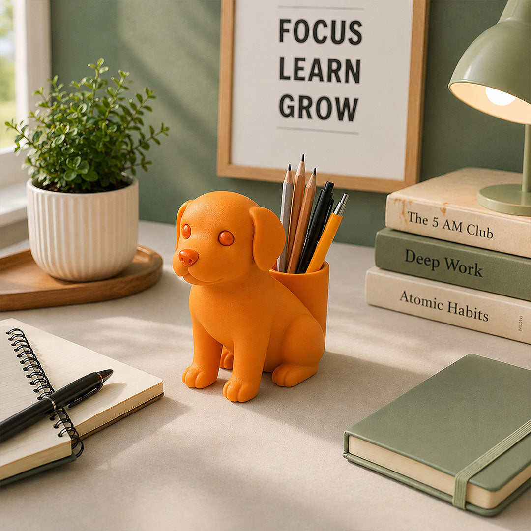 Personalized Orange Dog Pen Holder|Organizer Gift for Dog Lovers